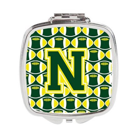 Carolines Treasures Letter N Football Green and Yellow Compact Mirror CJ1075-NSCM